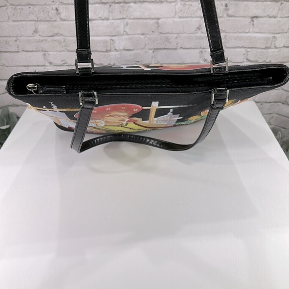Vintage Inspired “Big City Socialite Lady” Black-Multi Retro Handbag Tote🖤EUC - Picture 7 of 10